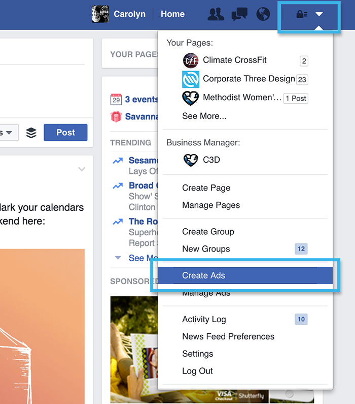 how to create ad on facebook page