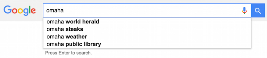 google autocomplete example for omaha query
